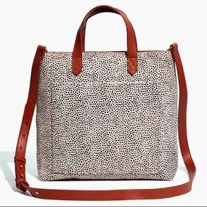 Madewell Zip Top Small Transport Tote Calf Hair Flaw